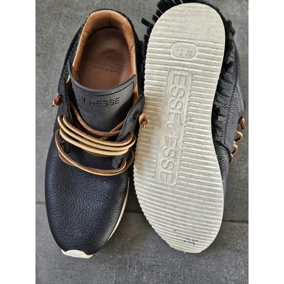Esseutesse Leather Fringe Sneaker Black Women’s Size 39 EUR 9 US Made In Italy - Picture 8 of 11